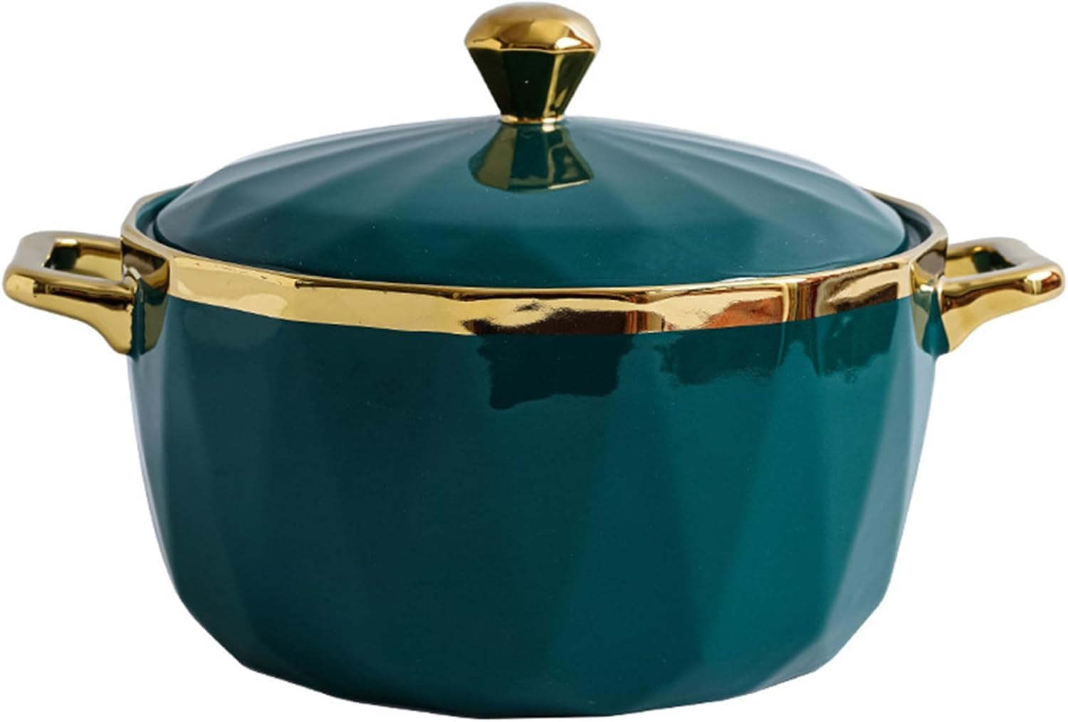 Soupière en céramique verte 1000ml avec couvercle classique