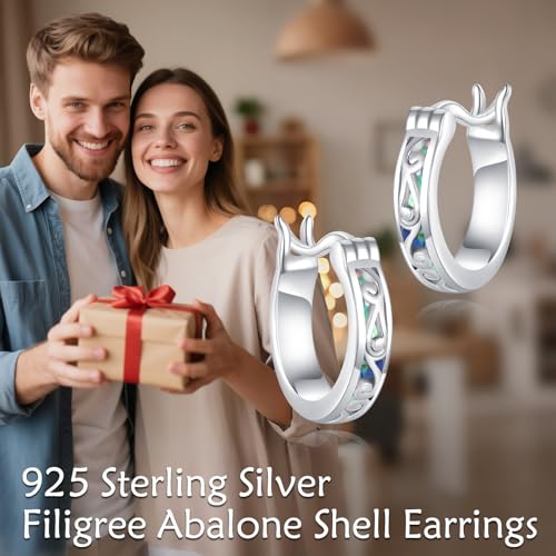 Moonstone/Pink Opal/Blue/Abalone Hoop Earrings for Women Sterling Silver Small Hoop Earrings Teardrop Huggie Earrings Jewelry Gifts4