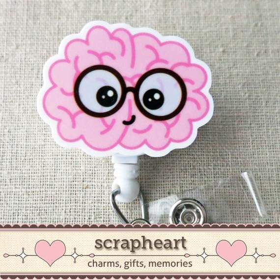 Miniatura 5 de Cute Brain Badge Reel, Kawaii Brain ID Badge Holder, Neurology Brain Badge Clip, Neuro Nurse Retractable ID Badge Holder, Neuroscience Badge Reel,