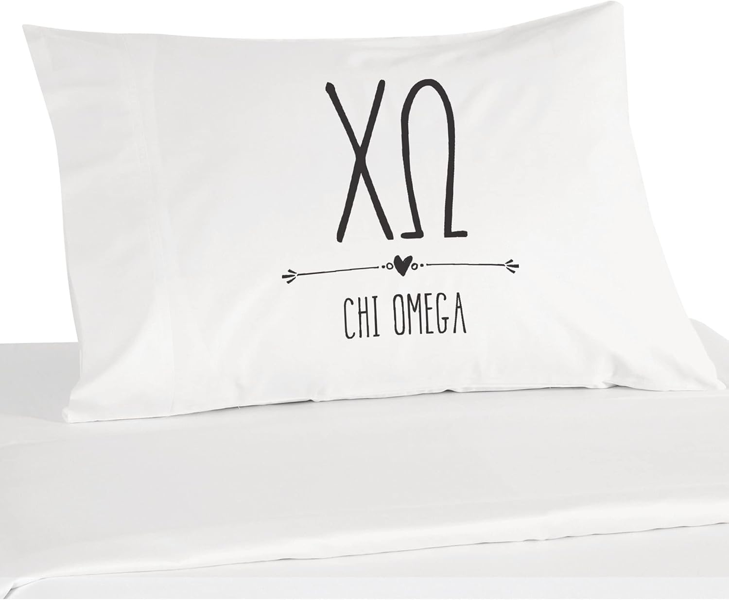 sockprints Chi Omega Pillowcase - Boho Greek Letters and Name Pillow Covers. 100% Cotton Standard Size 20x30 Inches Pillow Case with 220 Thread Count