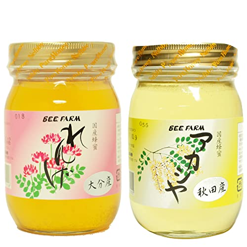 秋山養蜂 国産はちみつ れんげ500g・アカシヤ500g 各1ビン(合計2ビン)