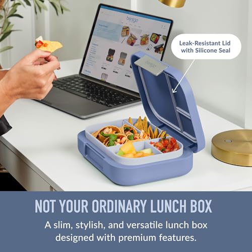 Image of Bentgo Modern - Leak-Resistant Bento Lunch Box For Adults, Teens, & Larger Appetites; Reusable BPA-Free Meal Prep Container with 3 or 4 Compartments, Dishwasher /Microwave Safe; 5 Cups (Dusk Blue)