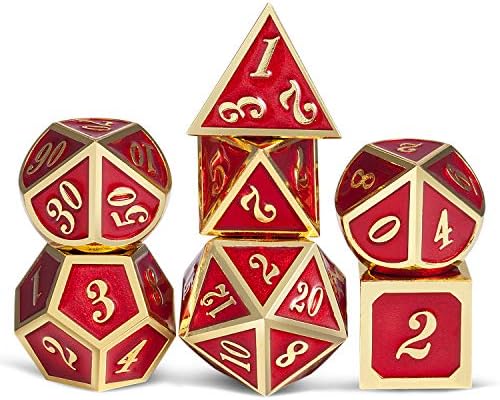 Ruby Red DND Metal Dice, DnDnD 7PCS Metallic D&D Dice Set for Dungeons and Dragons Game