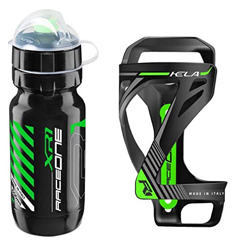 Raceone.it - KIT Race Duo KELA (2 PCS): Flessenkooi KELA + Fiets Waterfles XR1 - Fietsen/MTB/grind. 100% gemaakt in Italië