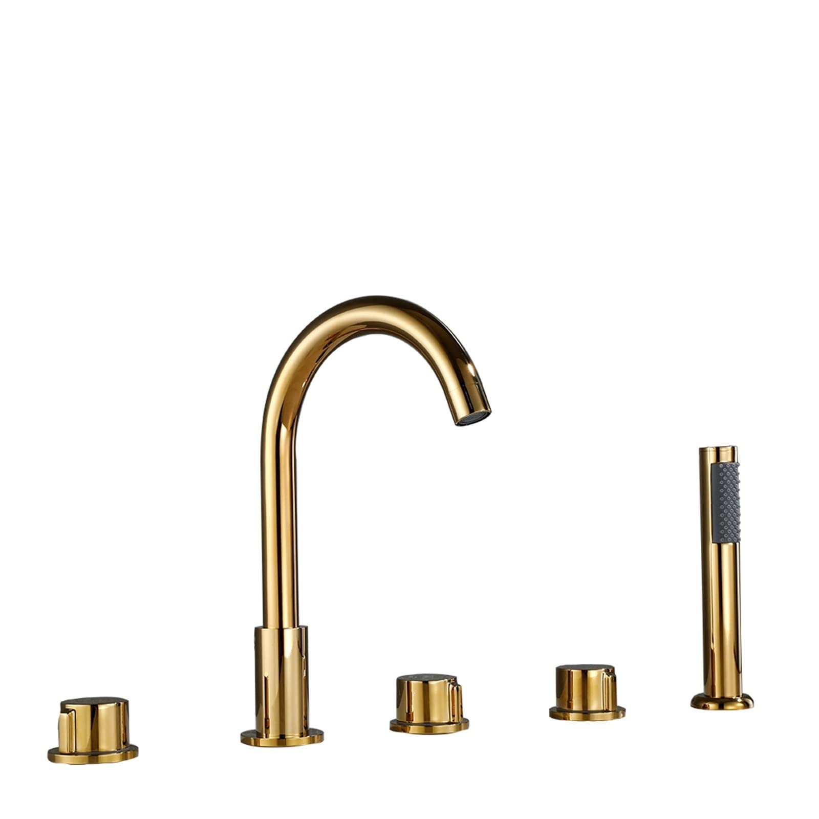 Robinet de baignoire or en laiton luxe avec douchette à main chic