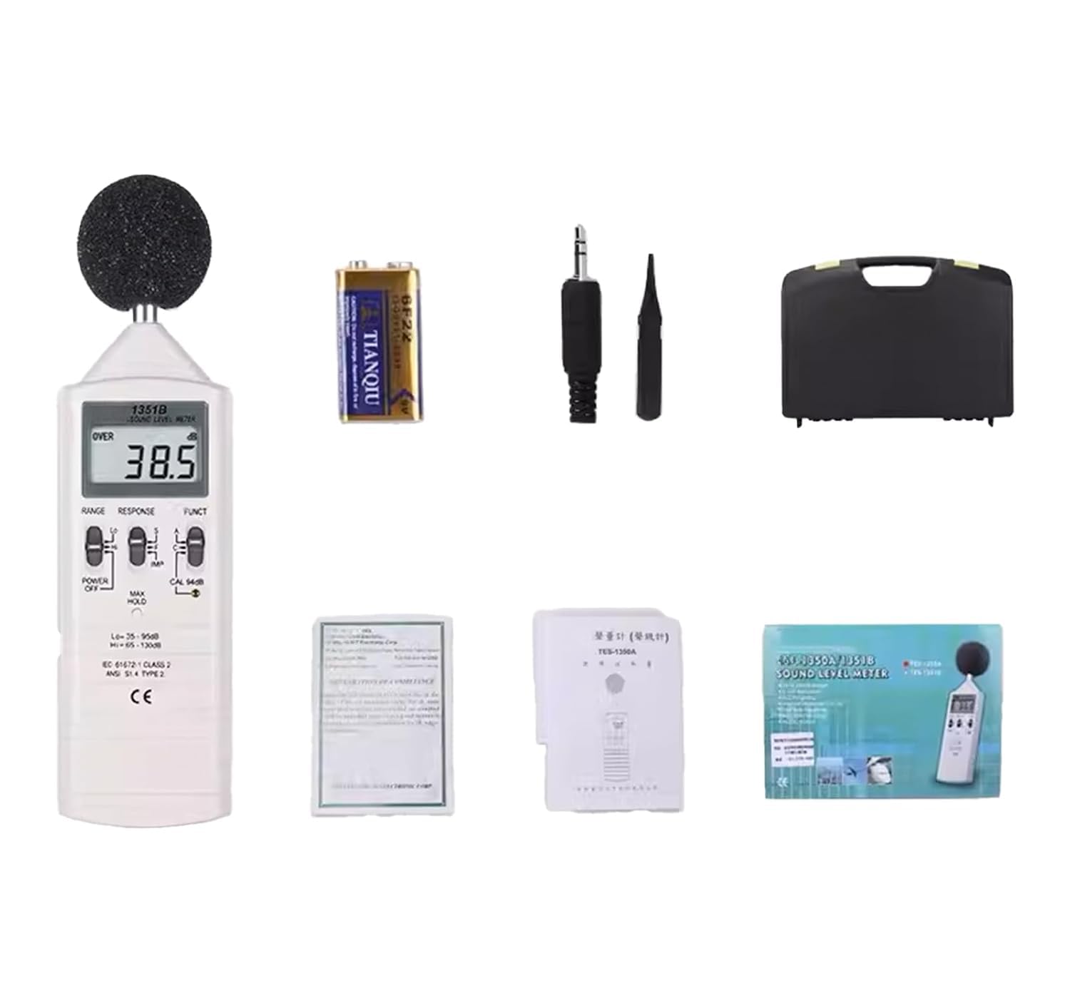 TES-1351B Sound Level Meter Noise Meter Range from 35 to 130dB TES1351B | 0.1dB Resolution | Dynamic Range 65dB | A & C Frequency Weightings | Maximum Hold Function | AC/DC Output Jack TES 1351B-image-24