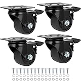Finnhomy 2.5 Inch Caster Wheels Set of 4 Heavy Duty Low Profile Plate Swivel Casters with Brake Premium Nylon Wheels 3,300 Lbs Anti-wear Lockable Furniture Casters Sturdy for Toolbox Workbench Black