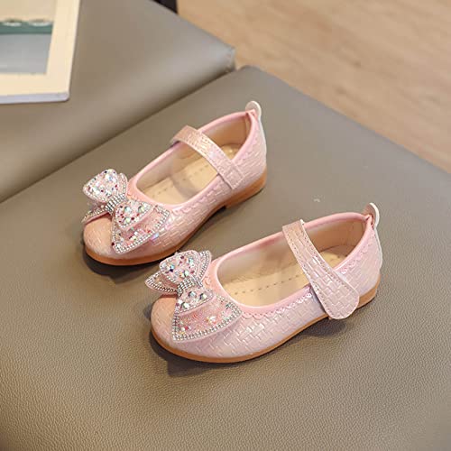 Toddler/Little Kid Girl's Sandals Dress Mary Jane Ballet Flat Shoes Bow Flower Girl Wedding Party Ballerina Flat Shoes (Pink, 11 Toddler)3