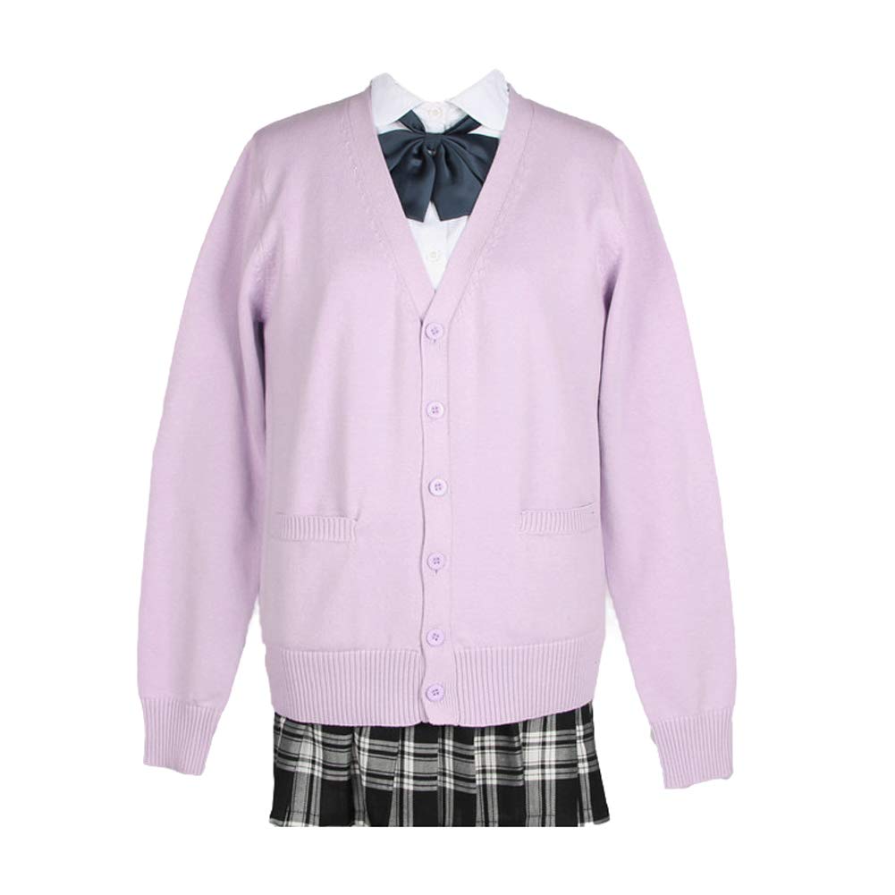 Blostirno Women's Cardigan School Uniform Sweater Cardigans V-Neck Long Sleeve Button Down Knit with Pockets