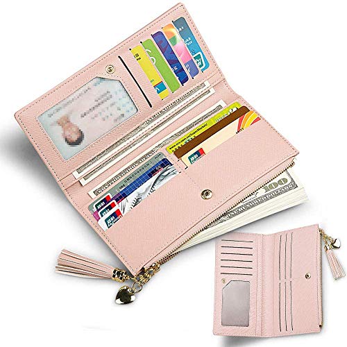 Image of Valentoria Womens Wallet Cute Elegant Long Slim Card Holder Case Minimalist Coin Purse Thin Tassels Zip Clutch Wallets for Girls Ladies | Cute