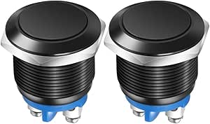 2-Pack 19mm Metal Momentary Push Button Switch Screw Terminals 12V 24V