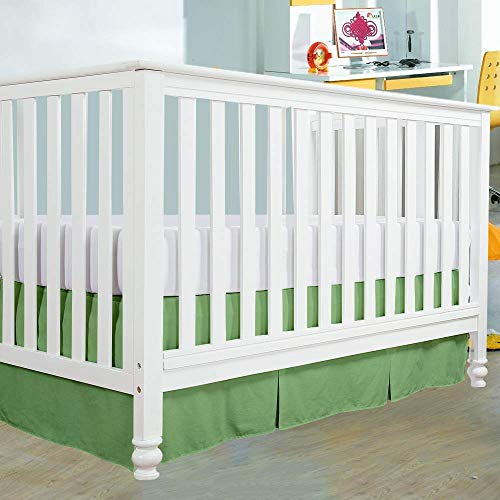 Image of Cottington Lane Crib Bed Skirt Pleated Crib Skirt Dust Ruffle, 100% Natural Cotton, Nursery Crib Toddler Bedding Skirts for Baby Boys or Girls, 14 inch Soft Crib Dust Ruffle Drop Crib Skirt-Sage