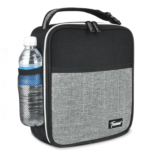 Kato Tirrinia Bolsa isotérmica pequeña, aislada, 4,5 L, 9 latas), bolsa para el almuerzo para viajes, trabajo o escuela, mini nevera portátil, para adultos y niños, color negro y gris
