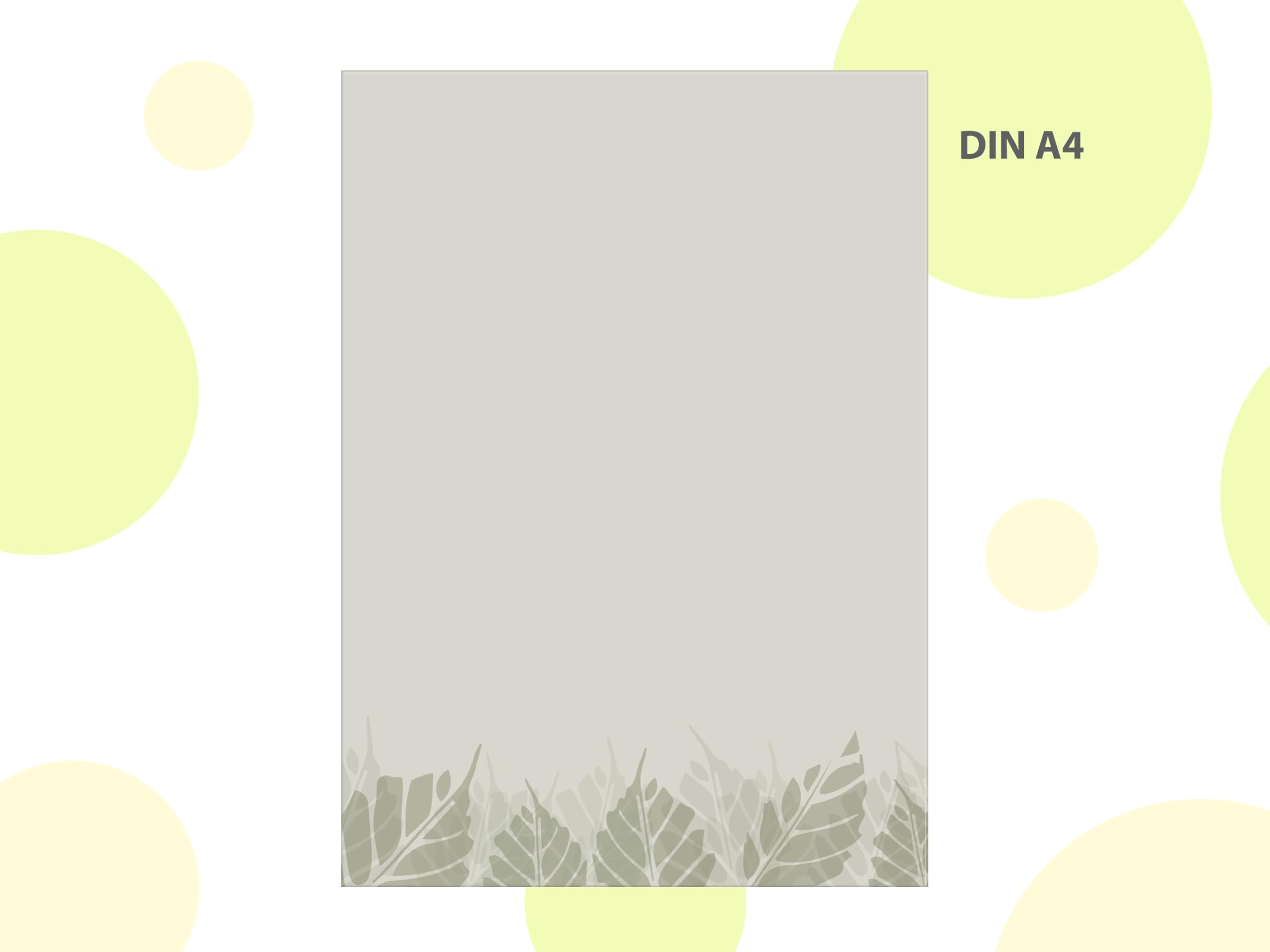 Briefpapier-Set 250 Briefbögen DIN A4 + 250 Umschläge DIN-lang ohne Fenster haftklebend - Papier beidseitig beschriftbar und bedruckbar für Taufe Kommunion Firmenpost naturelle hellgrüne Blätter