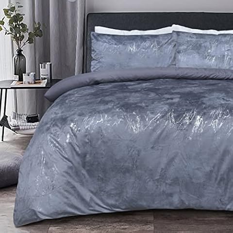 Sleepdown Marble Velvet Duvet Cover Set Cover