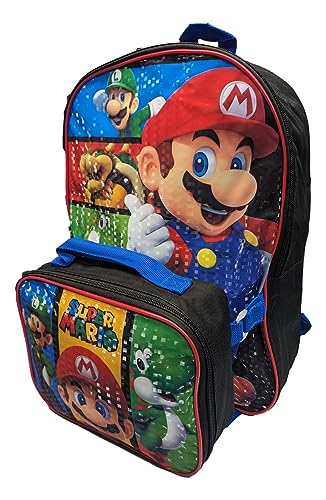 Accessory Innovations Mochila Mario Luigi Bros tamanho completo 40,6 cm com lancheira destacável
