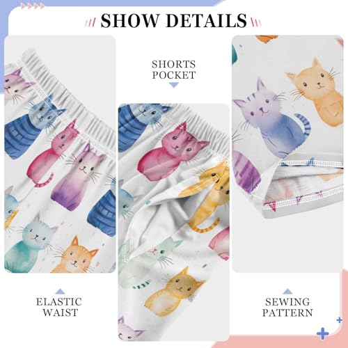 Colorful Seamless Kitten Cats Pajamas Bottoms with Pockets Comfy Pjs Sleepwear Elastic Waistband Pajamas Pants Lounge Pants4