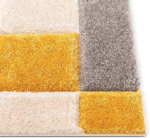 Image of Ultra-Soft Shaggy Carpet (4 X 6 FEET, Grey Yellow Ivory) Fluffy, Cozy & Durable Area Rug for Living Room, Bedroom & More ? Premium Modern Design