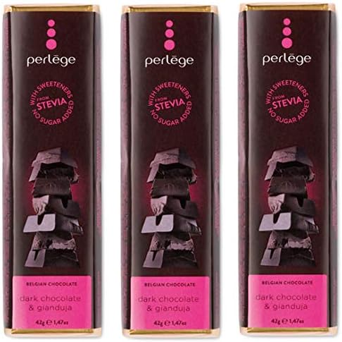 Perlege No Added Sugar Chocolate with Stevia 42g - Dark Chocolate & Gianduja x 3 Bars