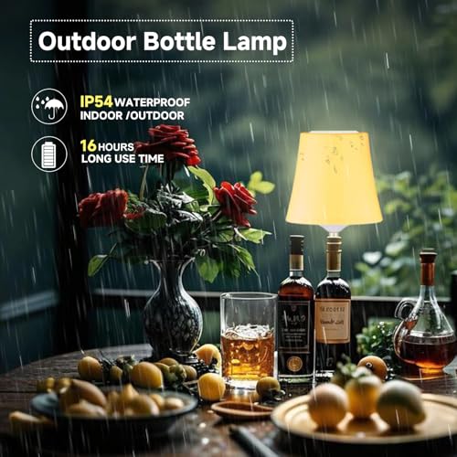 Image of 2Pack Wireless Wine Bottle Lamp Dimmable Rechargeable 3 Color&RGB LED Bottle Lights for Liquor & Wine Bottles Touch Control Battery Operated LED Lamp ABS Cordless Lampshade (2, Wine Bottle RGB)