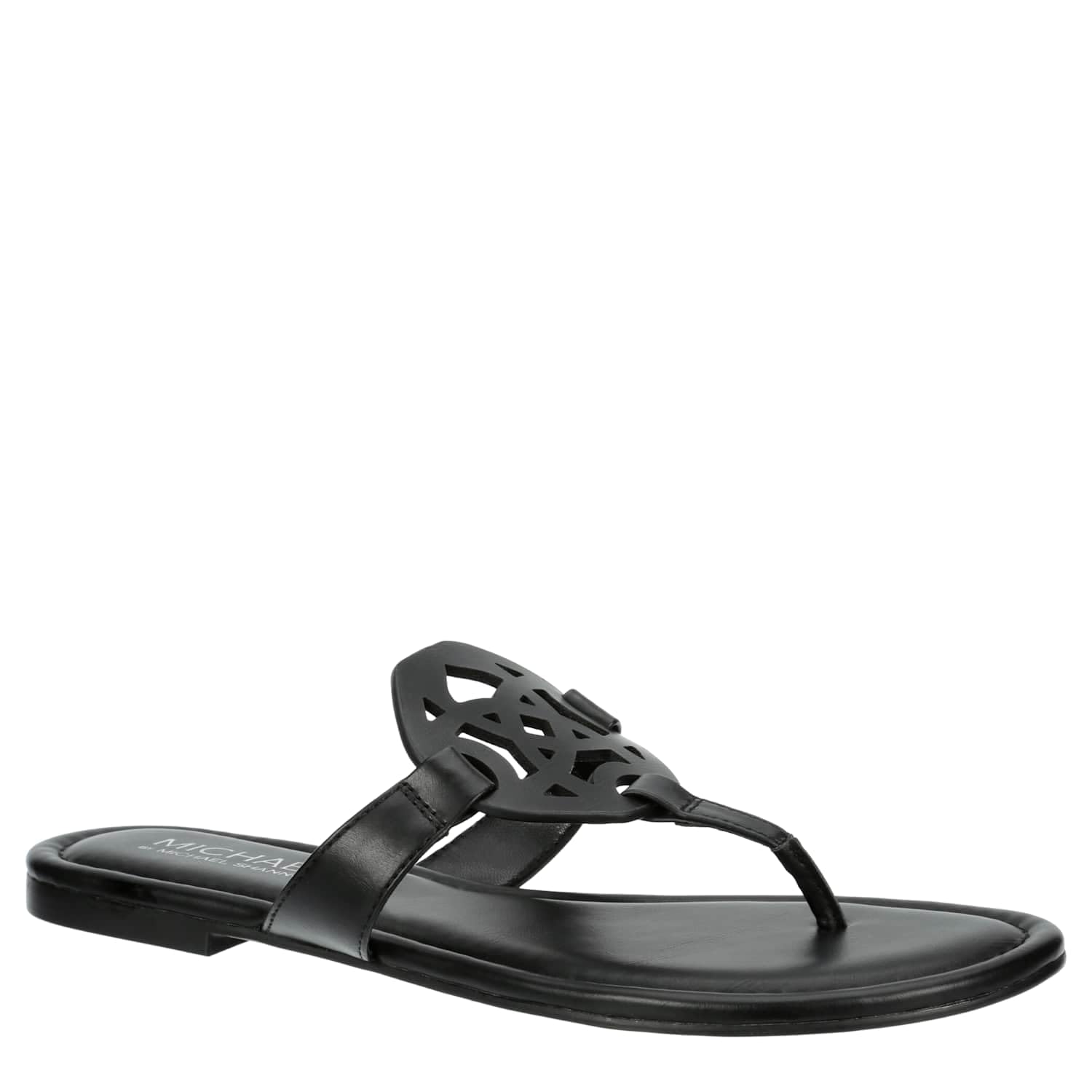 Michael By Michael Shannon Ariana - Women's Designer Thong Flip Flop Flat Sandals Black, Size 8.0 Medium Width