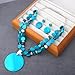 Xalroco Layered Beads Statement Fashion Necklace Chunky Jewelry Set Big Colorful Glass Stone Circle Shell Pendant Choker Necklace and Earring Set for Women (teal)