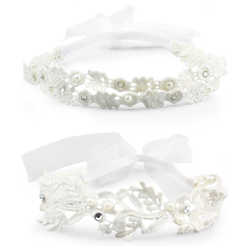 ヘアバンド ベビー ヘッドドレス 2点セット 白女の子 かわいい 新生児 誕生日 記念日 卒業式 入学式 女の子 レースバンド ヘッドドレス