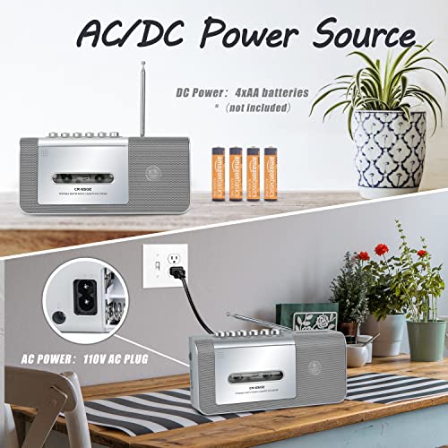 Portable Cassette Recorder Player:retro Cassette Tape Player With Am Fm, Vintage Cassette Player With Big Speaker,Headphone Jack,Powered By 4Aa Batteries,Ac Charge For Study,Gift To Parents #TOP5