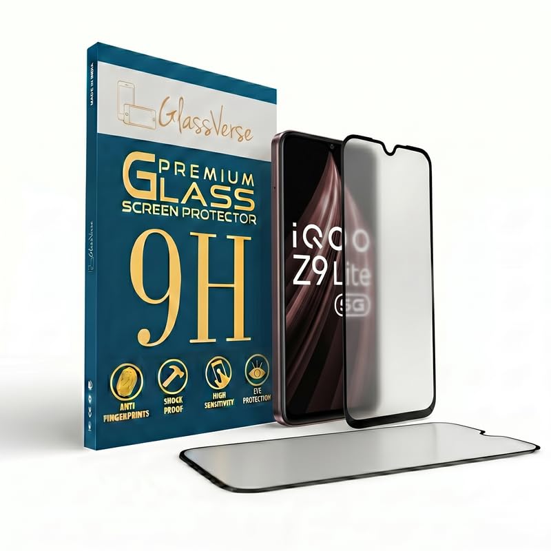 Image of GlassVerse Matte Tempered Glass for IQOO Z9 Lite 5G | Anti Glare, Smooth Touch Screen Protector, 9H Hardness, Edge to Edge, Case Friendly, Hassle-less Installation Kit Included. (Pack of 2)