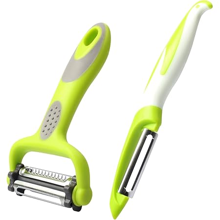 Green Swivel Vegetable Peeler – Potato & Fruit Peeler With Built-In Eye Remover, Non-Slip Grip