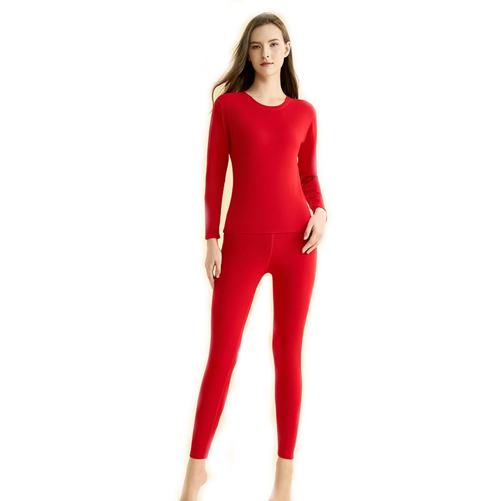 Ropa Interior térmica para Mujer, Conjunto Térmico Cepillado De Doble Cara, Tejido Fibra Térmica-Negro-XL