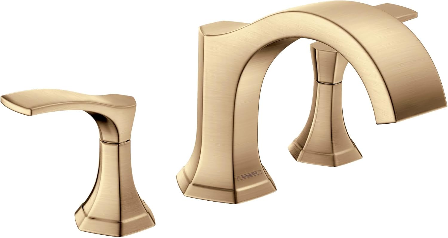 hansgrohe Locarno Transitional 2-Handle 16-inch Wide Roman Tub Filler Freestanding Bathtub Faucet in Matte Black, 04816670