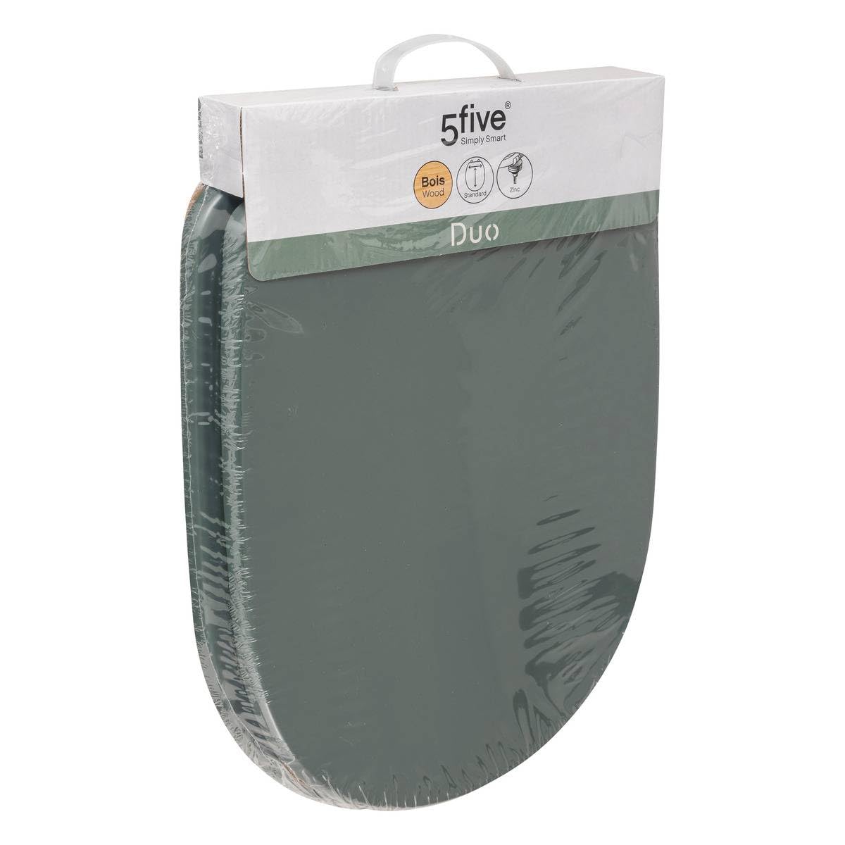 5 five simply smart 5five - Abattant WC Duo en Bois, Charnières en Zinc, L 36 x P 49 cm - pour Toilettes, Salle de Bain