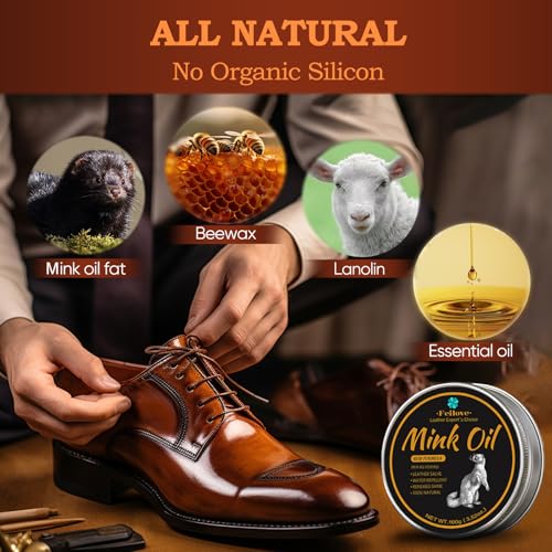 Feilove 4- In-1 Mink Oil Leather Conditioner And Cleaner 3.5 Oz thumb #4