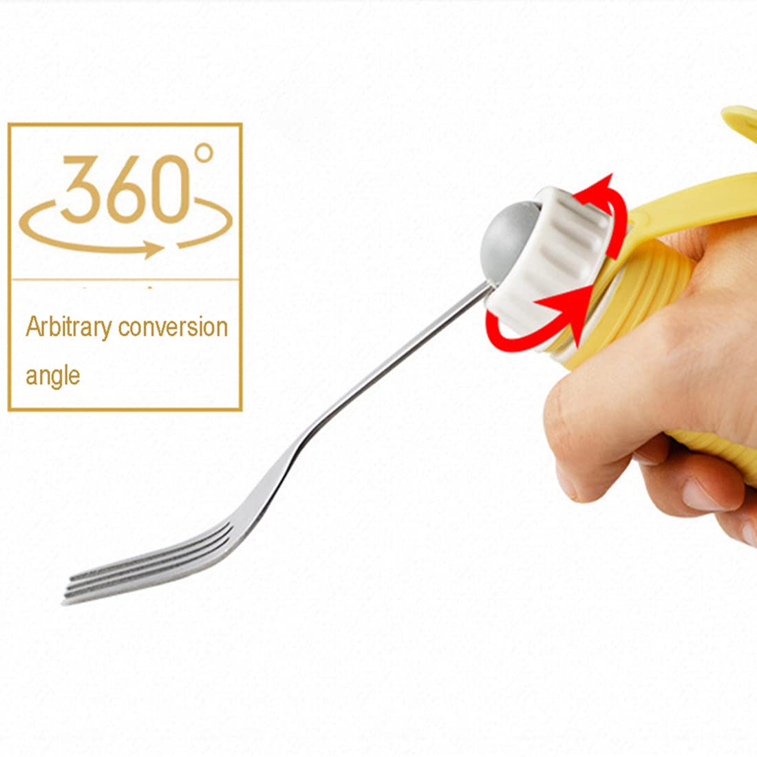 Juego de utensilios de alimentación adaptativos para ancianos y discapacitados, 2 cubiertos giratorios flexibles para temblores de Parkinson y artritis, tenedor y cuchara antivibración, ayuda