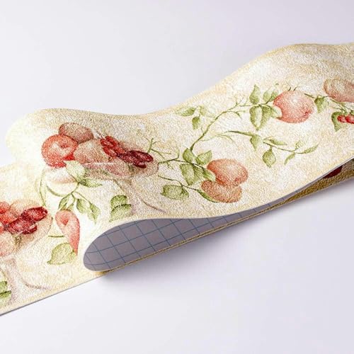 YTYHFEM Wallpaper Borders self dhesive Red Lantern flower10X500CM Thicken Waterproof Wall Covering Borders Home Decor Bathroom Kitchen Bedroom Study Hallway Tiles Decor Sticker-10X500CM-Fruit