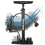 Fahrradpumpe Fahrrad Luftpumpe für alle Ventile - 11 Bar / 160 Psi Standluftpumpe mit Manometer - Standpumpe für Rennrad, E-Bike, Mountainbike - Fahrrad Pumpe für Französische Ventile (Schwarz)