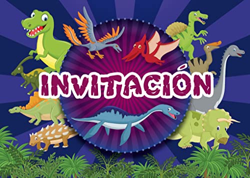 Edition Colibri 10 Invitaciones cumpleaños infantil en español “DINOSAURIO“: Juego de 10 invitaciones con muchos dinosaurios coloridos (11075 ES)