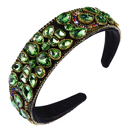 Serre-tête baroque vert à strass en forme de goutte d'eau rétro pour femme