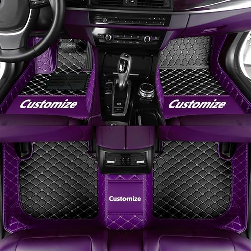 LUZiUNInk Car Mats, Car Floor Mats Fit 99% Custom, Ideal Floor Mats for Most Sedan, SUV, Sports Car, Luxury Car Mats Full Set, Floor Mats for Cars All Weather. (Purple and Black)