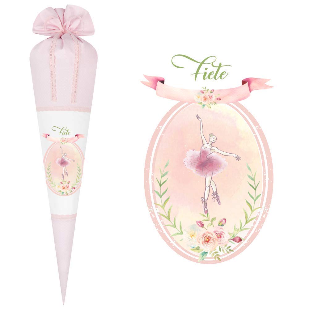 Ballerina Schultüte mit Namen aus Stoff 70cm groß