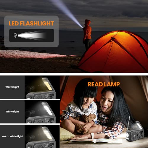 Emergency Radio, Tenroop Upgraded 5000Mah Solar Hand Crank Weather Radio For Hurricane, 4-Way Powered Am/Fm/Noaa Weather Alert Portable Radio With Flashlight, Reading Lamp, Power Bank, Sos Alarm-Black #TOP4