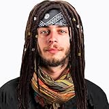 Bobiolam Premade Synthetic Cosplay Reggae Dreadlocks Wig African American Wigs for Men Women Handmade Long Surfer Brown and Black Color Dreads (Brown)