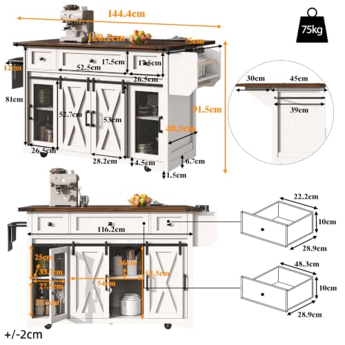 Desserte de cuisine avec prises intégrées et grand plateau extensible en MDF - 3