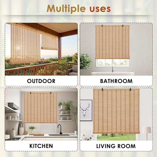 Image of Story@Home Bamboo Blinds for Balcony W 3 ft x H 5 ft (Pack of 2) Rope Mechanism Roll Up Down Bamboo Shade for Sunlight, Dust Protection Window Chick Blinds for Balcony - Beige