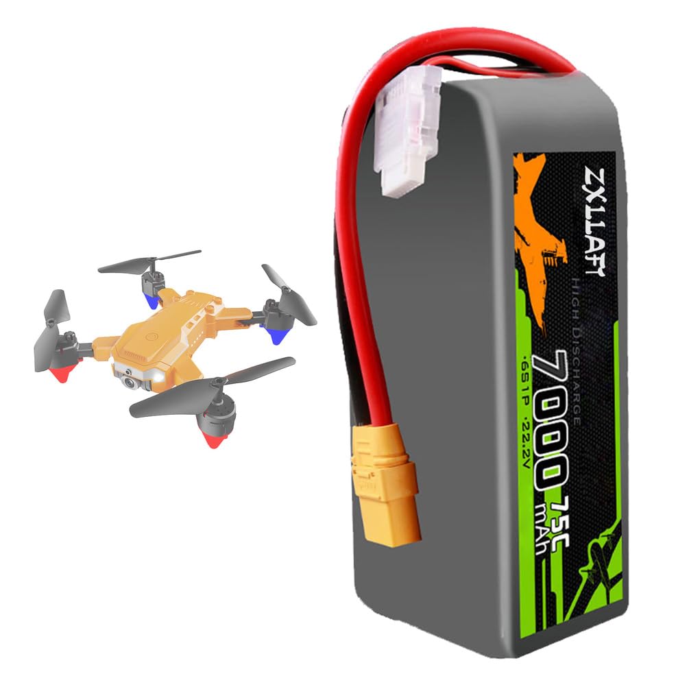 ZXLLAFT 75C Lipo Battery 6S 22.2V Lithium Battery 6000mAh 7000mAh Replacement Batteries for Drone and Model Airplane for 100W - 155.4W Motor Kit with XT90 Port,22.2V7000mAh 75C 1Pack