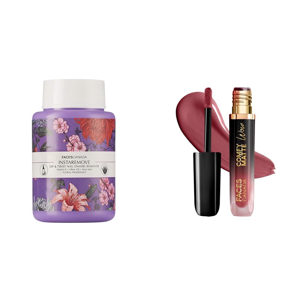 FACESCANADA InstaRemove Dip & Twist Nail Enamel Remover, 80 ml & Comfy Matte Wow Liquid Lipstick Mauve Majesty 02 3.8ml-image-39