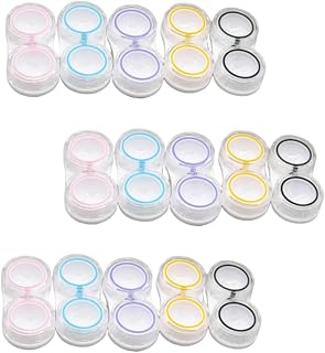 SOIMISS 15 Piezas Caja para Lentillas Portátil Estuche Transparente Prueba de Fugas con Doble Compartimento Organizador Compacto para Lentes de Contacto Colores Surtidos Rosa Azul Morado