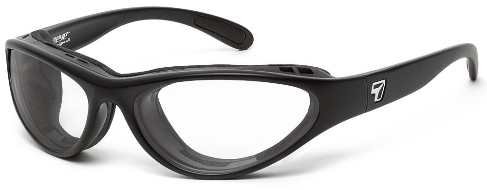 7eye by Panoptx Viento Frame Sunglasses with Clear Lenses, Matte Black, Small/Medium