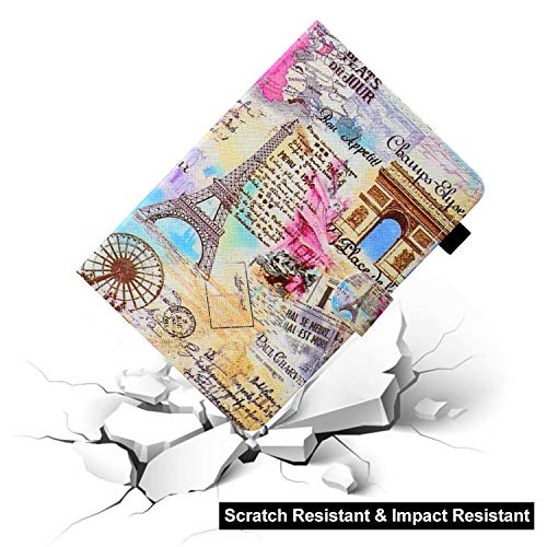 Uliking Universal Case For 7 Inch Tablet 6.8" Folio Stand Cover With Pocket Card Pencil Holder For Samsung Galaxy Tab 2/3/4/A/E 7.0, Tab 3/E Lite 7.0,Other 6.5"-7.5" Android Tab, Romantic Paris Tower #TOP5